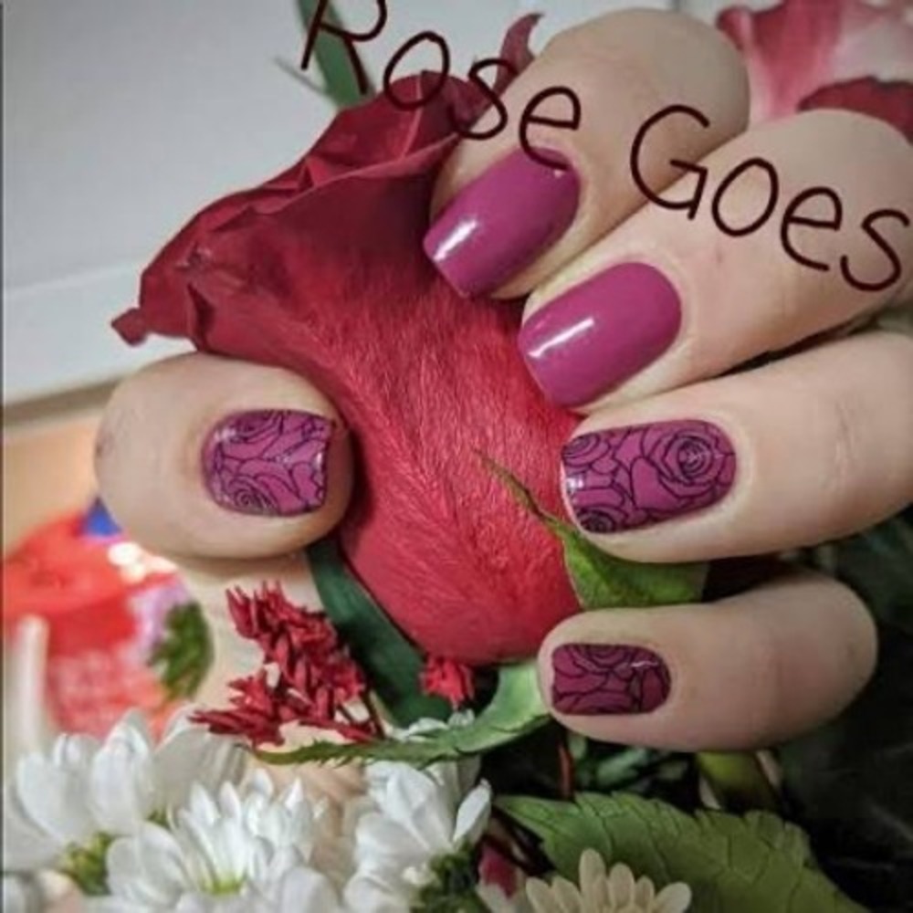 Color Street Rose Goes Nail Polish Strips Floral Mauve Berry FDC279 16 Count